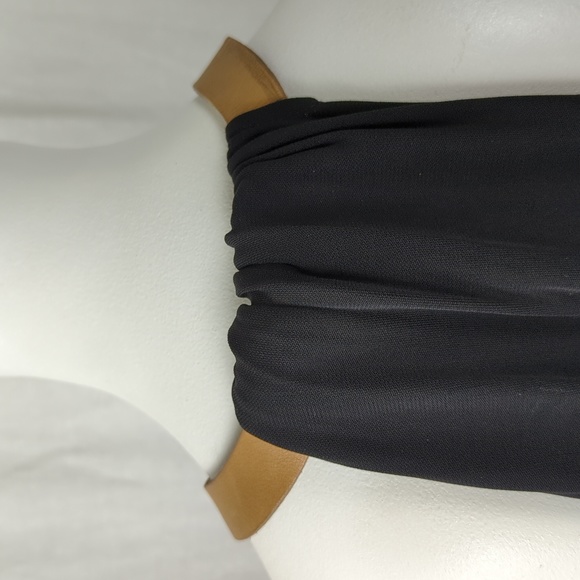 & OTHER STORIES LITTLE BLACK HALTER DRESS W/ LEATHER COLLAR US 12 EURO 42 - Picture 9 of 11